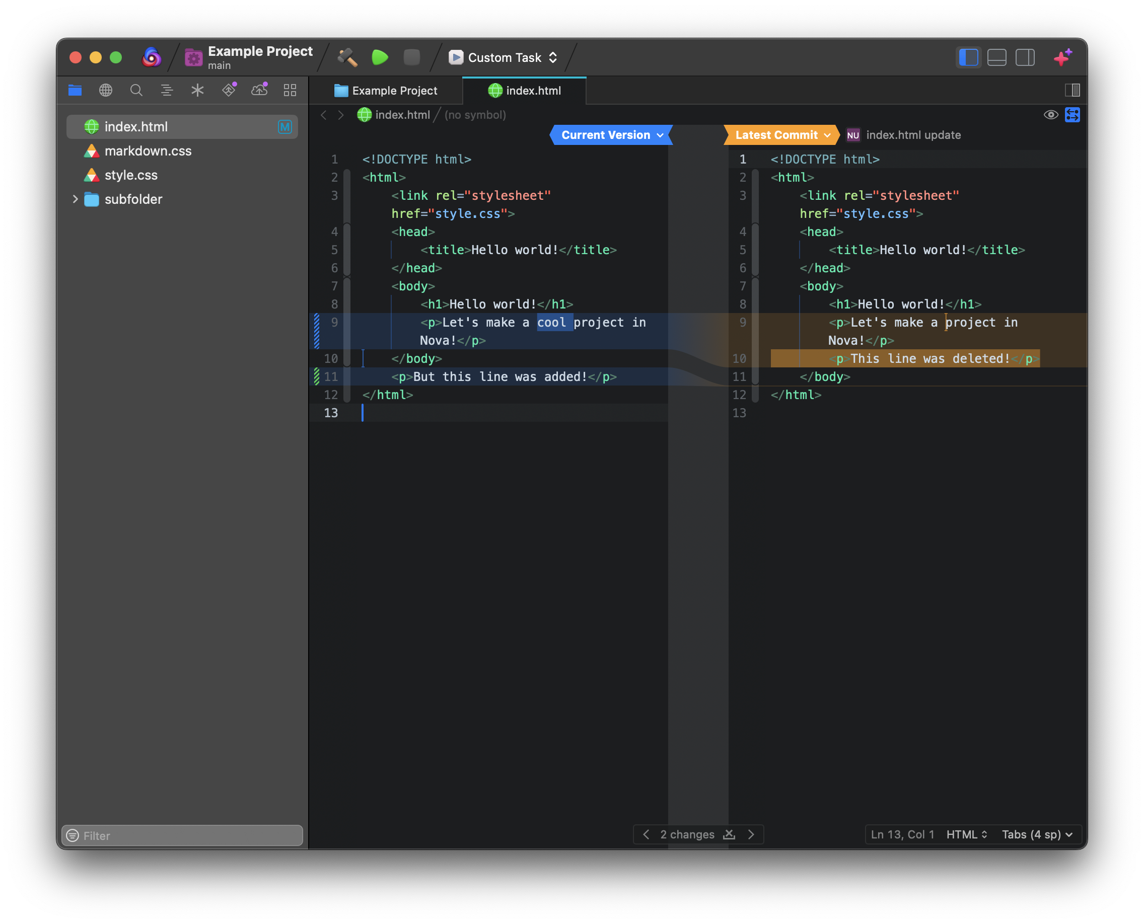Nova's Comparison View in action. Nova's Comparison View in action.