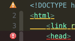 Issues and warnings shown in the editor gutter.