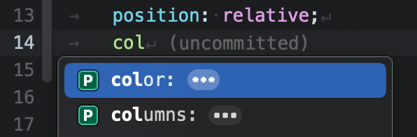 Completion suggestions appearing while typing. Completion suggestions appearing while typing.