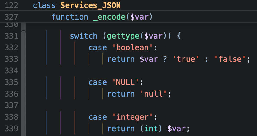 Nova's editor with indentation guides enabled. Nova's editor with indentation guides enabled.