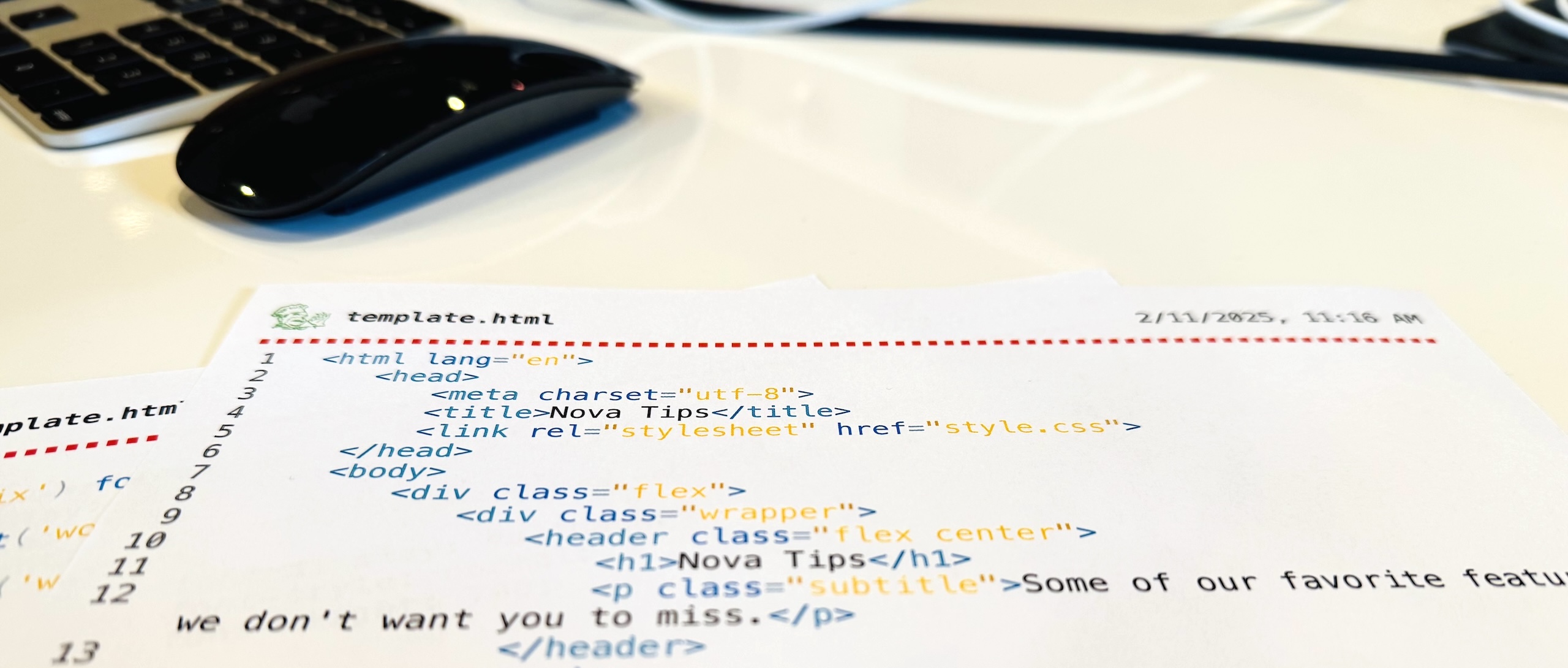 A photo of a document printed from Nova. A photo of a document printed from Nova.