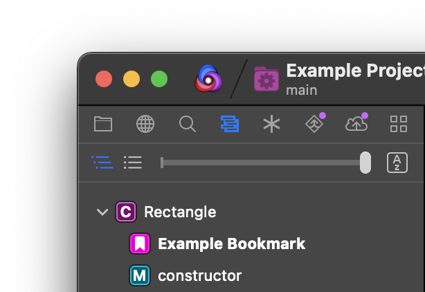 A bookmark in the Symbols Sidebar.