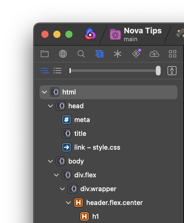 The Symbols Sidebar.