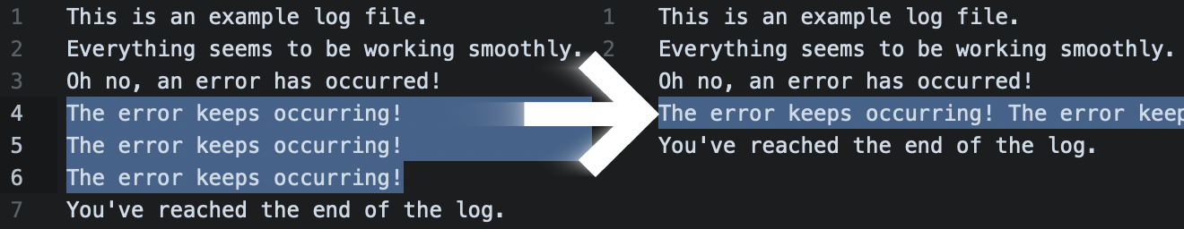 Joining selected lines. Joining selected lines.