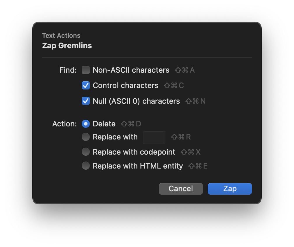The Zap Gremlins interface. The Zap Gremlins interface.