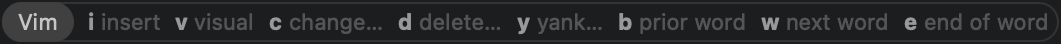 The Vim Command Bar at the bottom of the Editor. The Vim Command Bar at the bottom of the Editor.