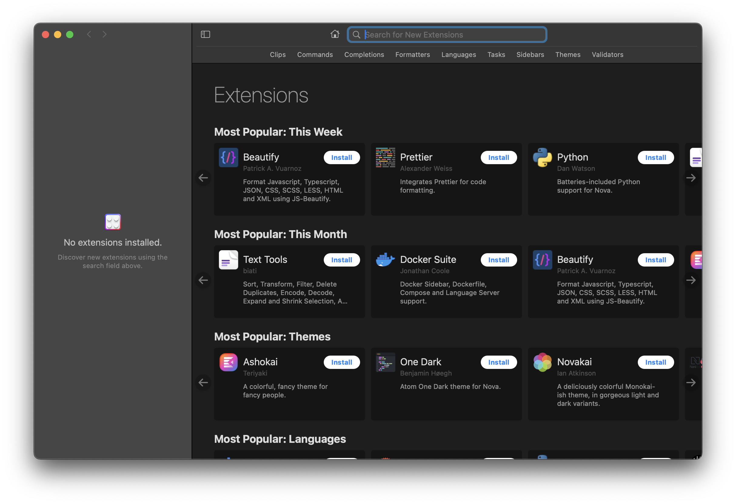 The front page of the Extension Library. The front page of the Extension Library.