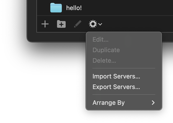 The menu for exporting and importing Servers in Nova.