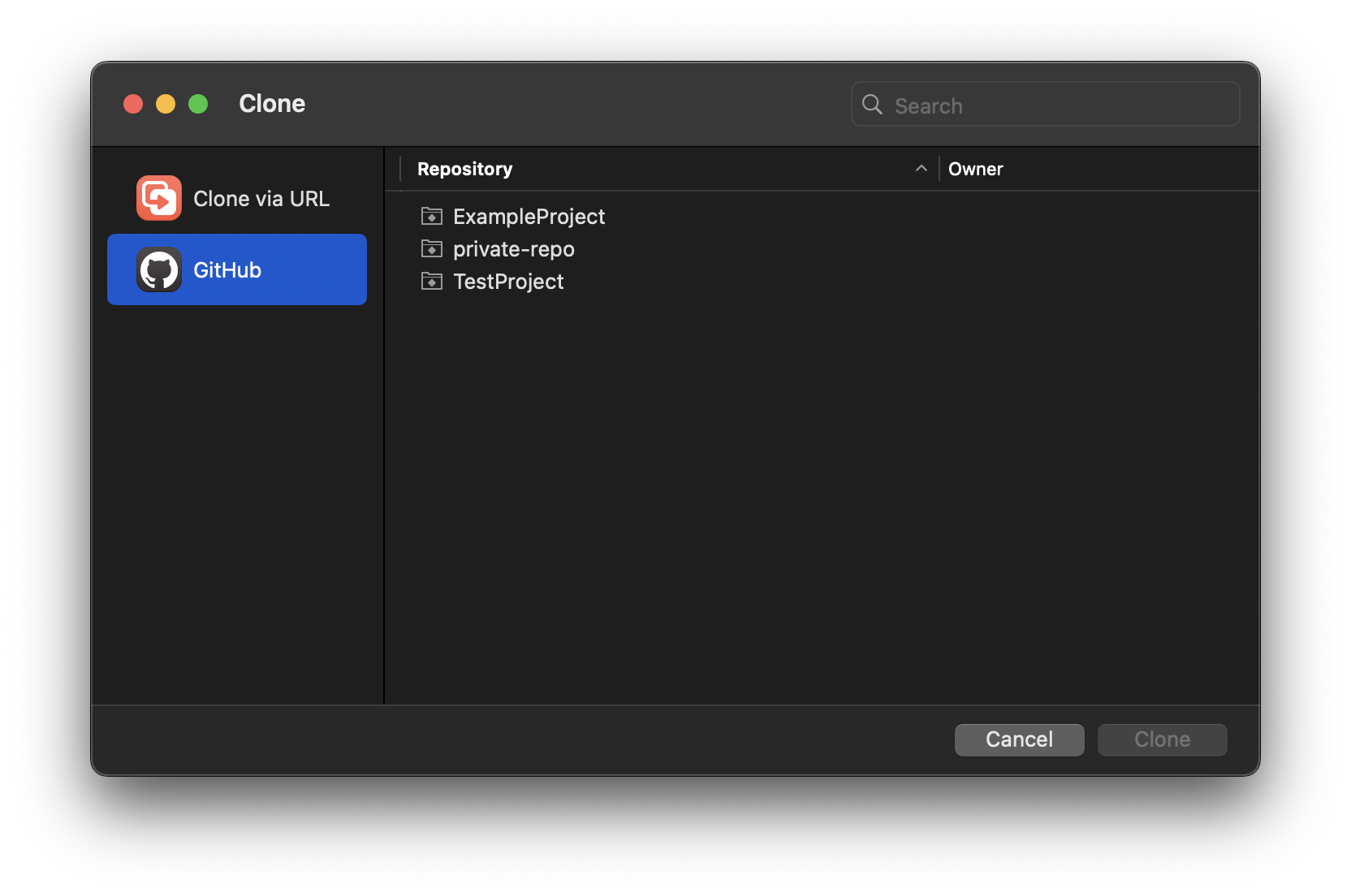 The interface for cloning via a service account. The interface for cloning via a service account.