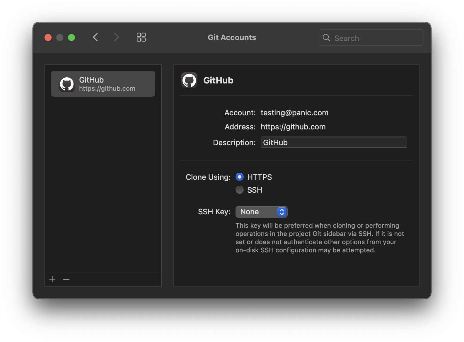 Changing settings for a Git account. Changing settings for a Git account.