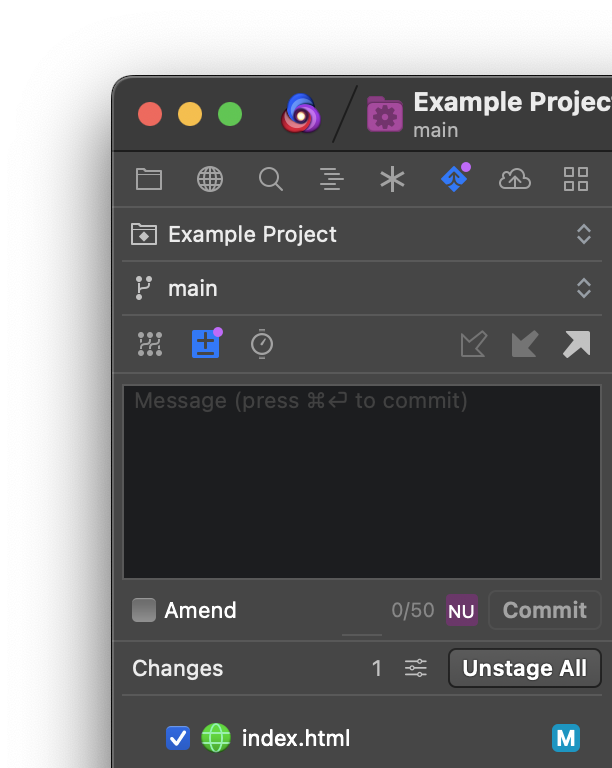 A screenshot of the Changes View.