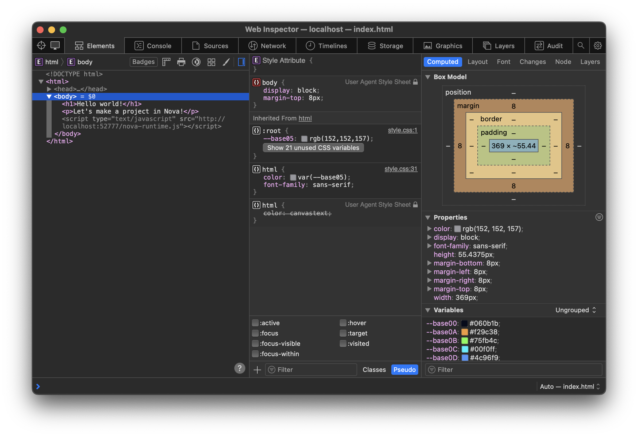 The WebKit Web Inspector. The WebKit Web Inspector.
