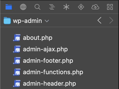 After double-clicking the wp-admin folder, it fills the Files Sidebar. After double-clicking the wp-admin folder, it fills the Files Sidebar.