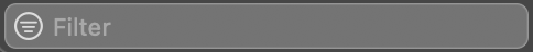 The Filter field at the bottom of the Files Sidebar. The Filter field at the bottom of the Files Sidebar.