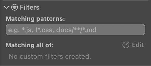 Revealing the Filters section. Revealing the Filters section.