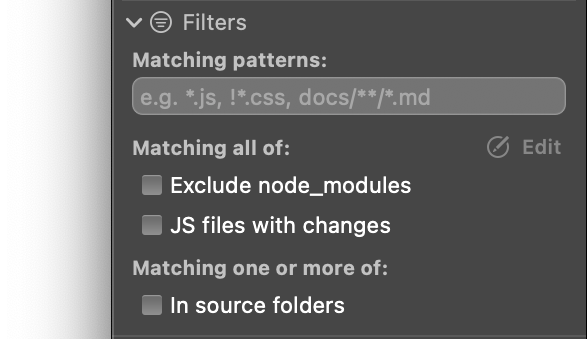 Selecting a folder to search within.