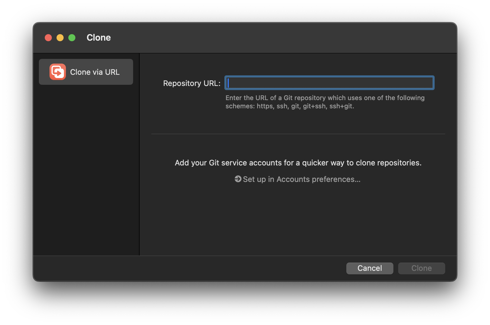 The interface for cloning a Git repository. The interface for cloning a Git repository.