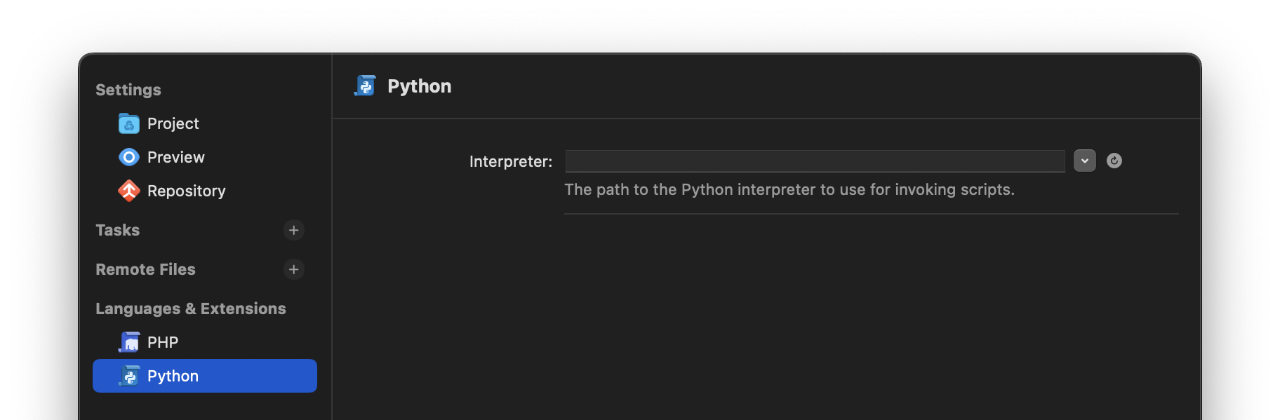 Python options in Project Settings. Python options in Project Settings.