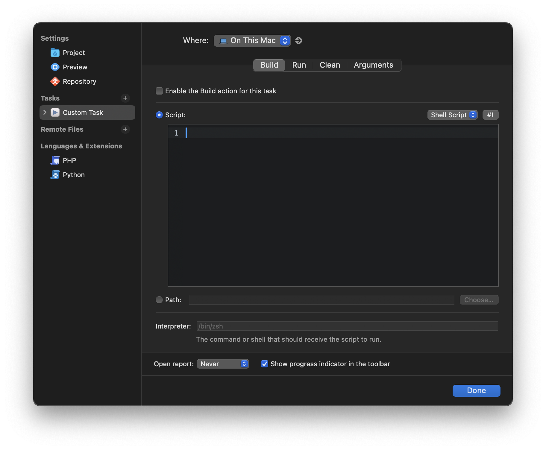 Creating a custom task. Creating a custom task.