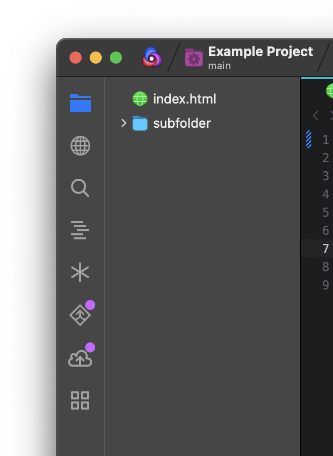 The Sidebar Dock in vertical orientation, with Large icons.