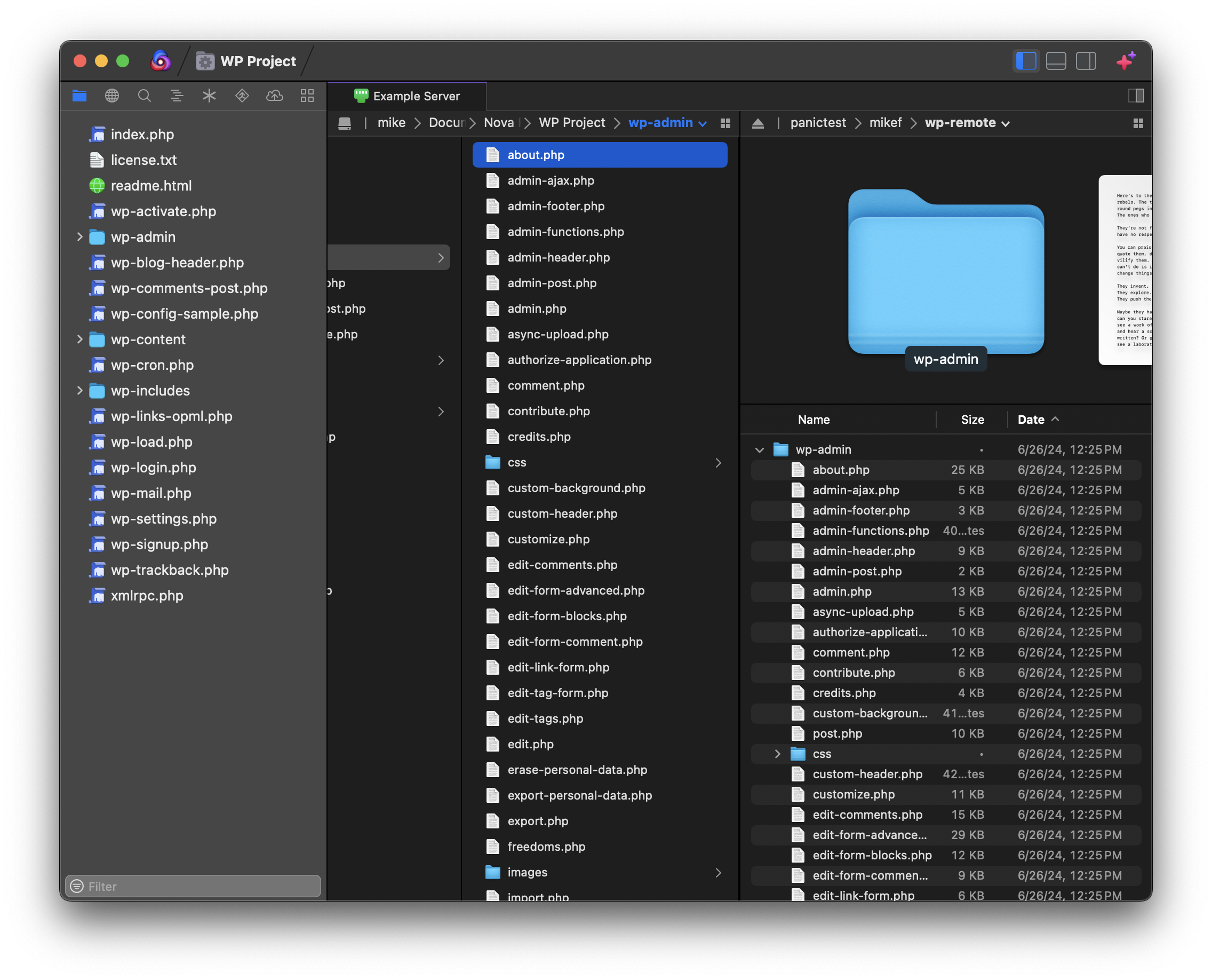 A File Browser tab in Nova.
