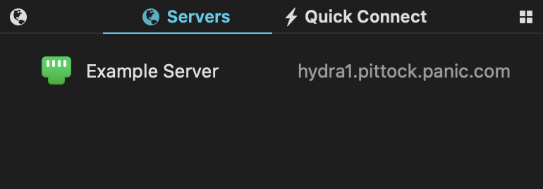 Viewing the Servers list.