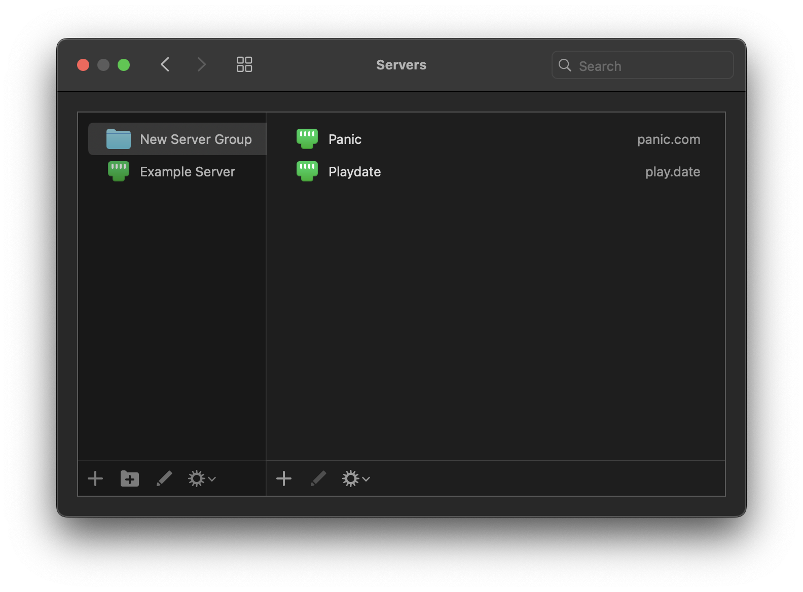 Multiple servers grouped together in a folder. Multiple servers grouped together in a folder.
