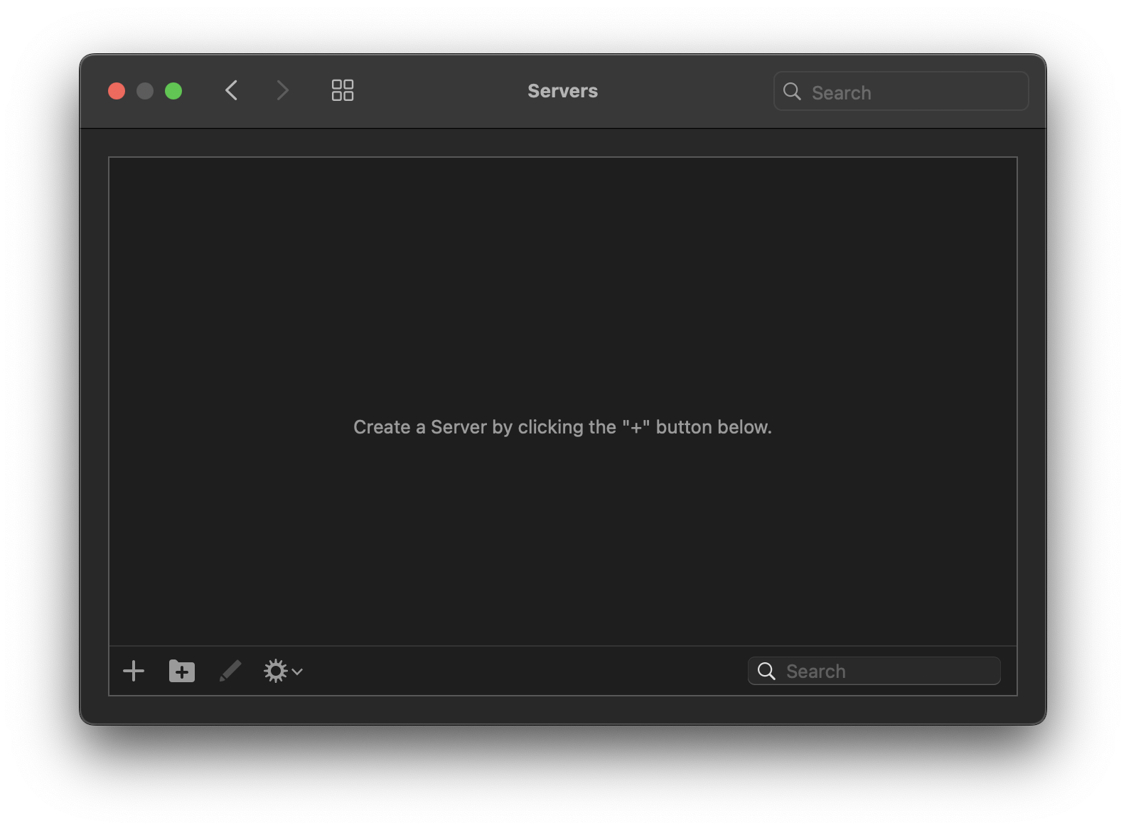 Nova's Servers settings pane, without any saved servers. Nova's Servers settings pane, without any saved servers.