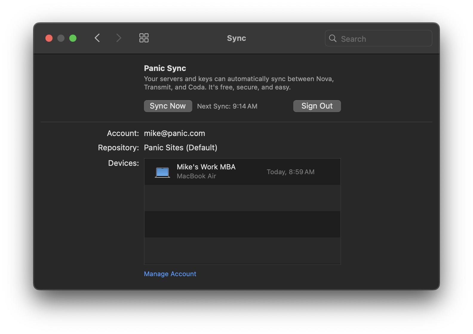 The Sync settings pane after signing in. The Sync settings pane after signing in.