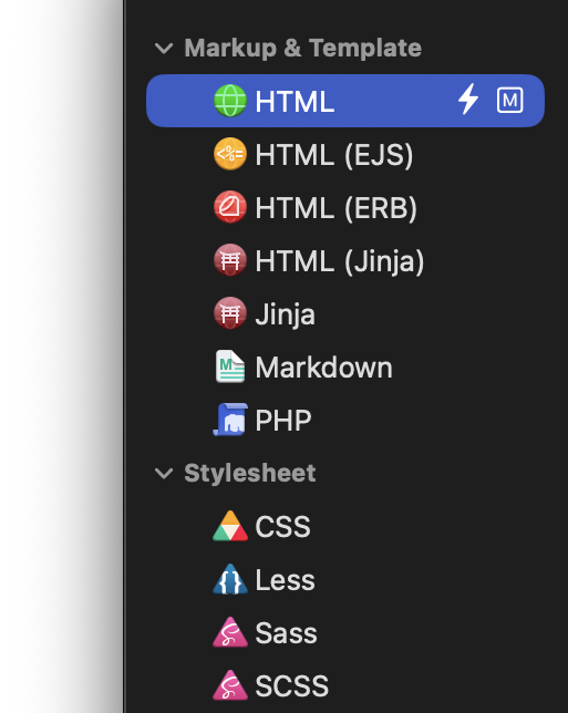Viewing available language servers for HTML.