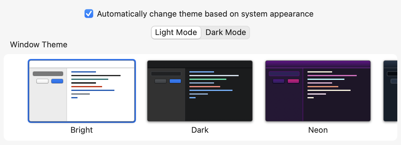 Setting a separate Light mode theme. Setting a separate Light mode theme.
