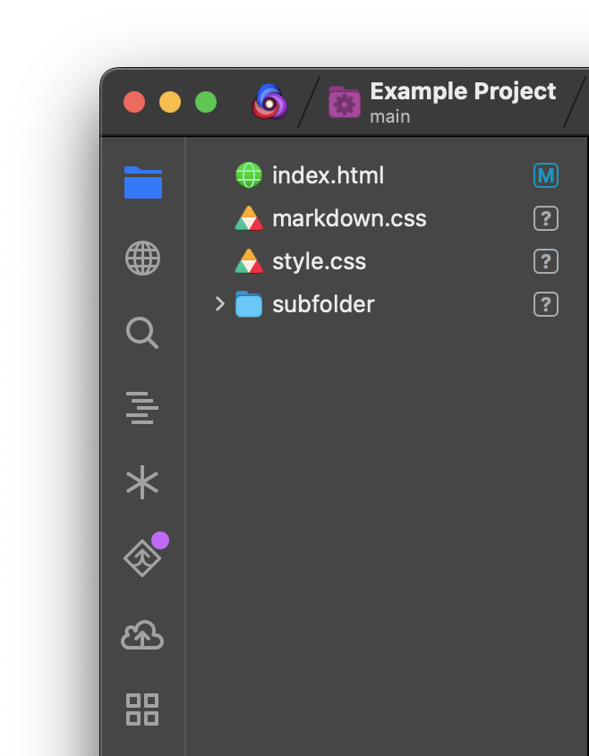 The vertical Sidebar Dock.