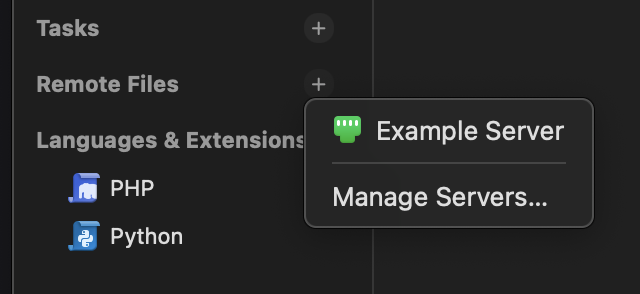Adding a server to a Project.