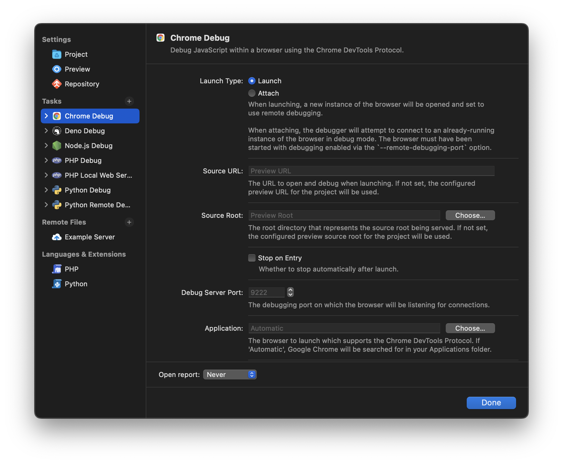 Configuring a Chrome Debug Task. Configuring a Chrome Debug Task.