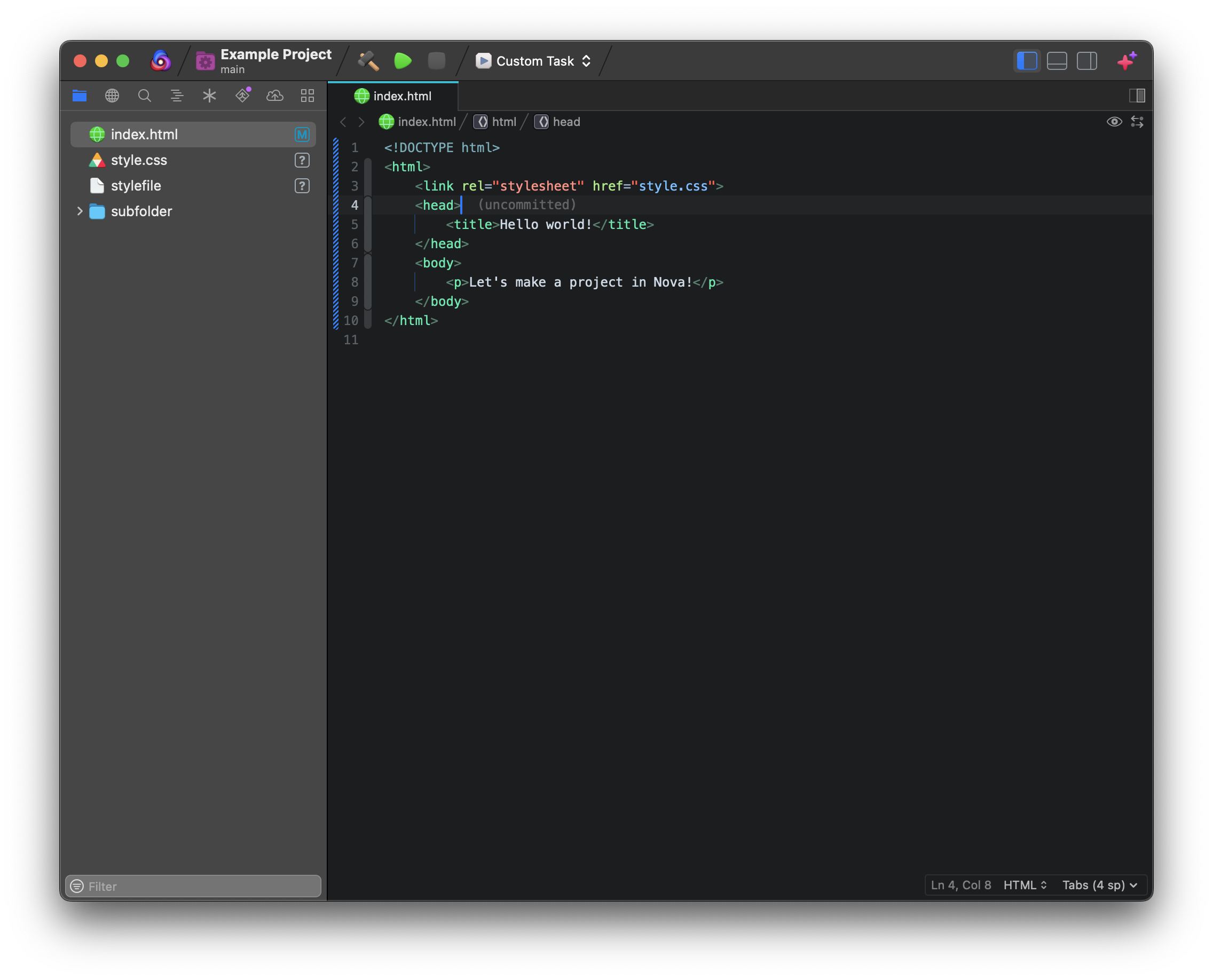 A document open in Nova's Editor. A document open in Nova's Editor.