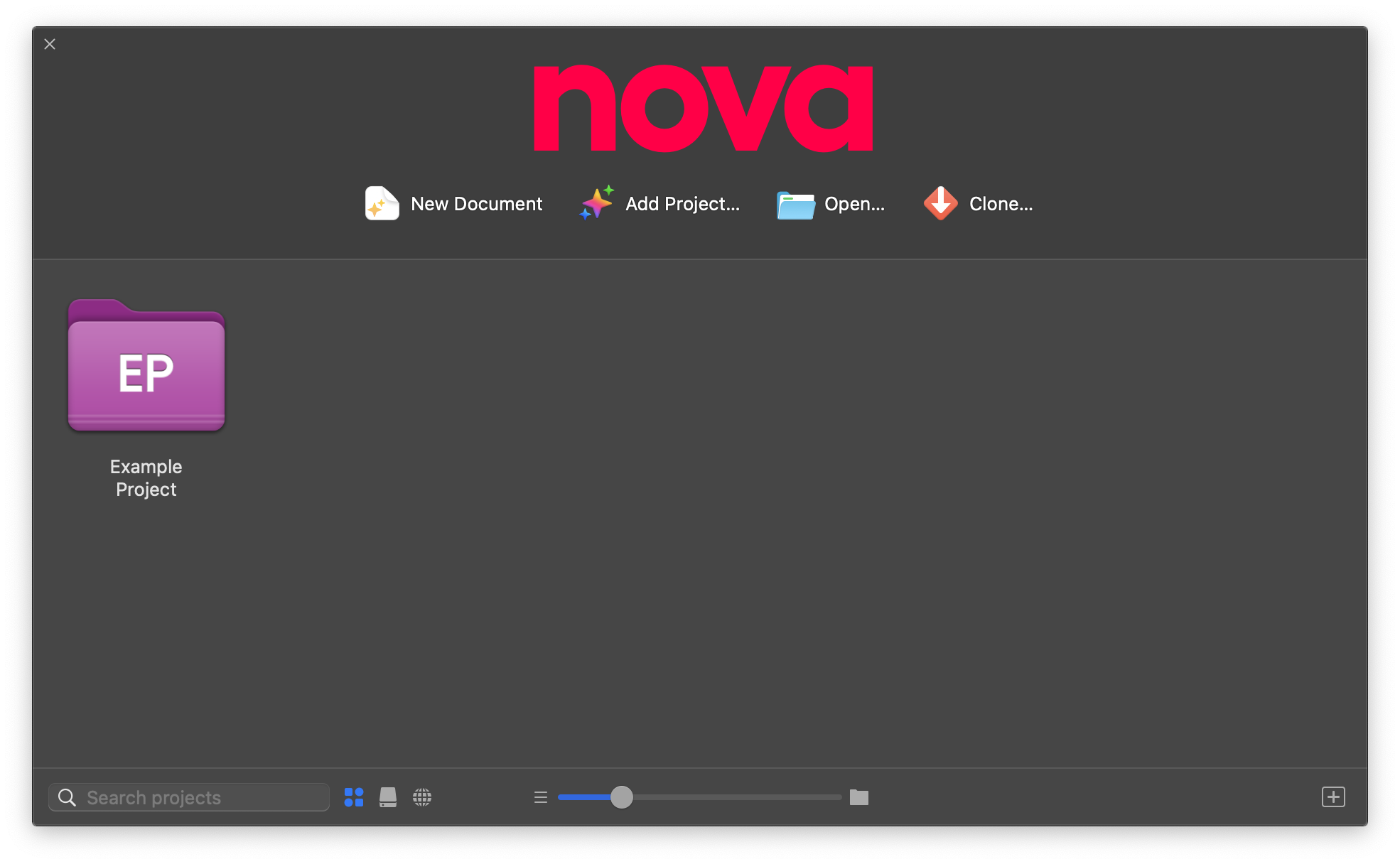 The Launcher after adding a project. The Launcher after adding a project.