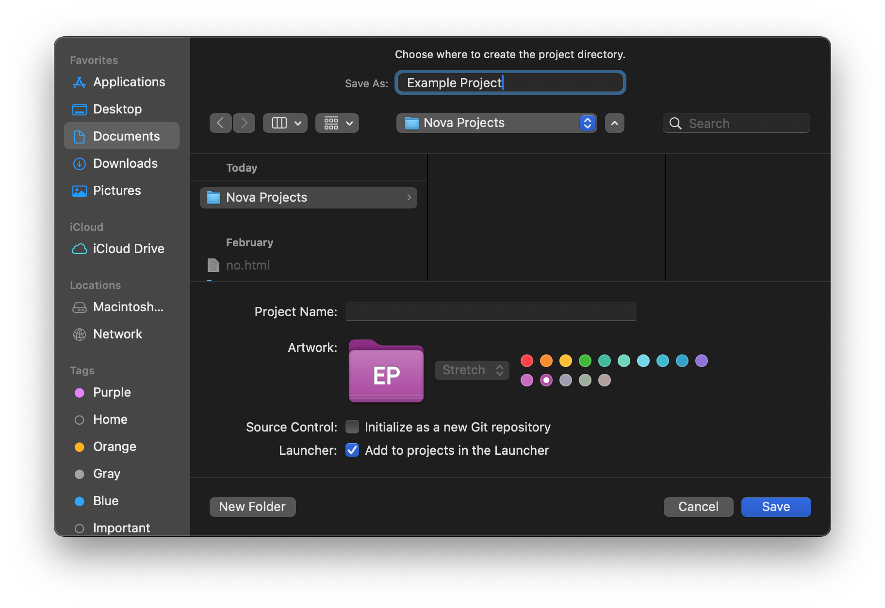 Creating a new Project. Creating a new Project.