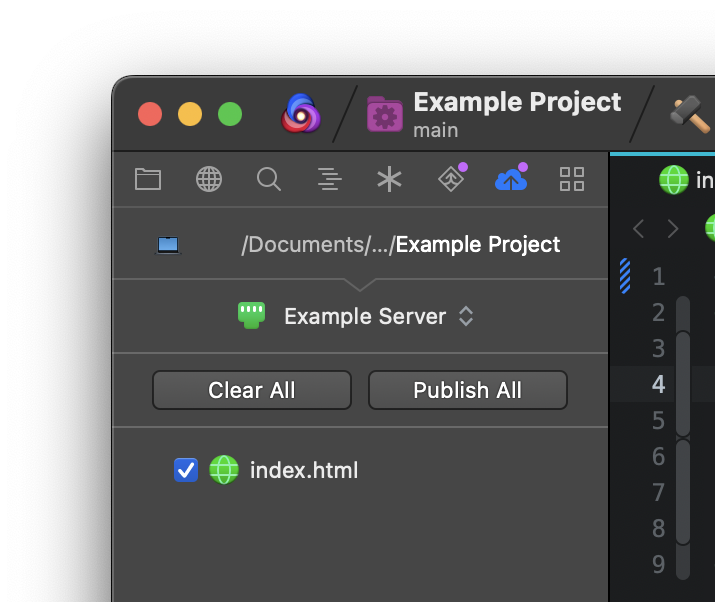 Local changes ready to upload from the Publish Sidebar. Local changes ready to upload from the Publish Sidebar.