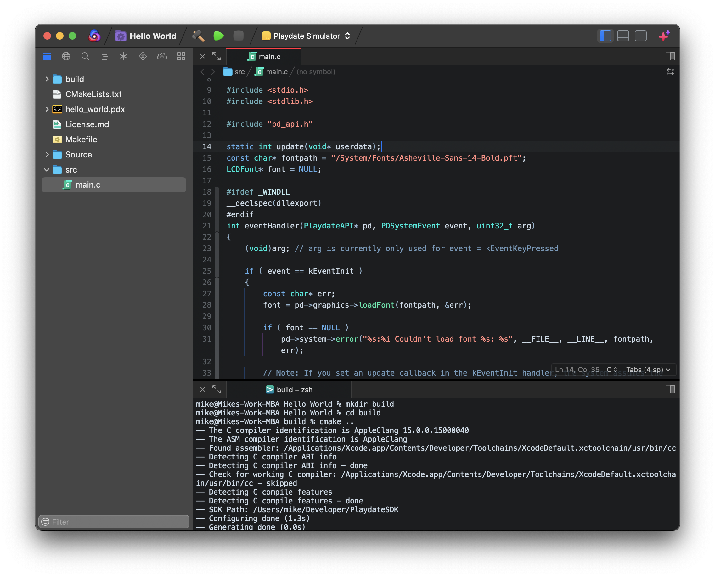 A Terminal tab open in a Split View. A Terminal tab open in a Split View.